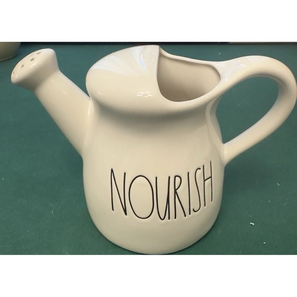 Rae Dunn Watering Can‎ Nourish White Ceramic Indoor Plant Decor Planter Vase